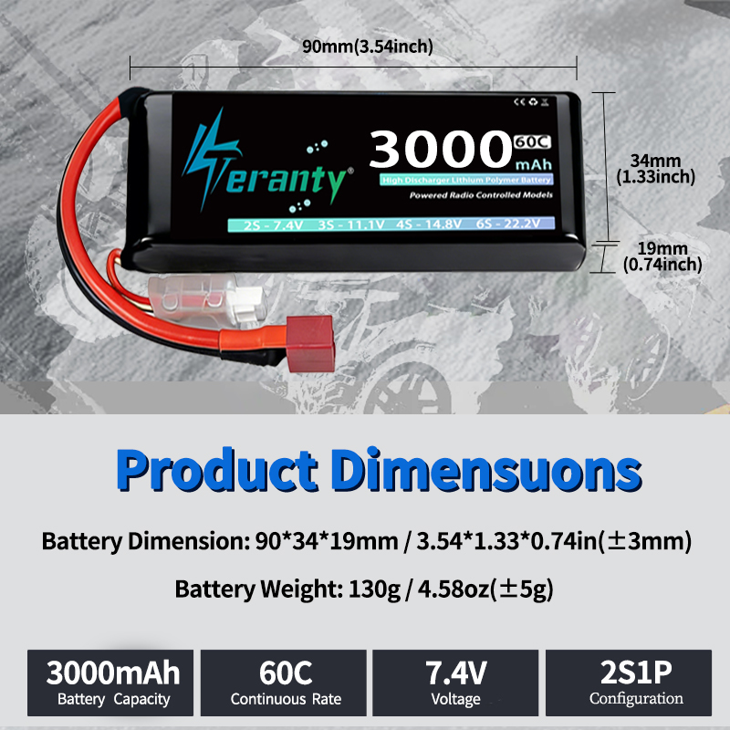 Batería Lipo TERANTY 2S 3000mA - Rc Hobby Truck reseña y precio