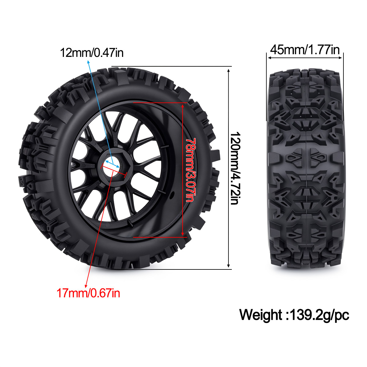 Neumáticos RC Todoterreno de 1 - Rc Hobby Trucks reseña y precio