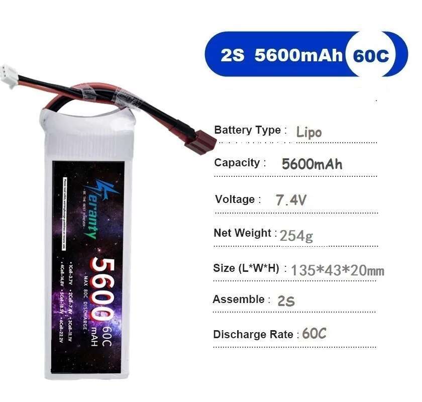 TERANTY 5600MAH 60C 2S 3S 4S 6 - Lipo Battery 4S reseña y precio